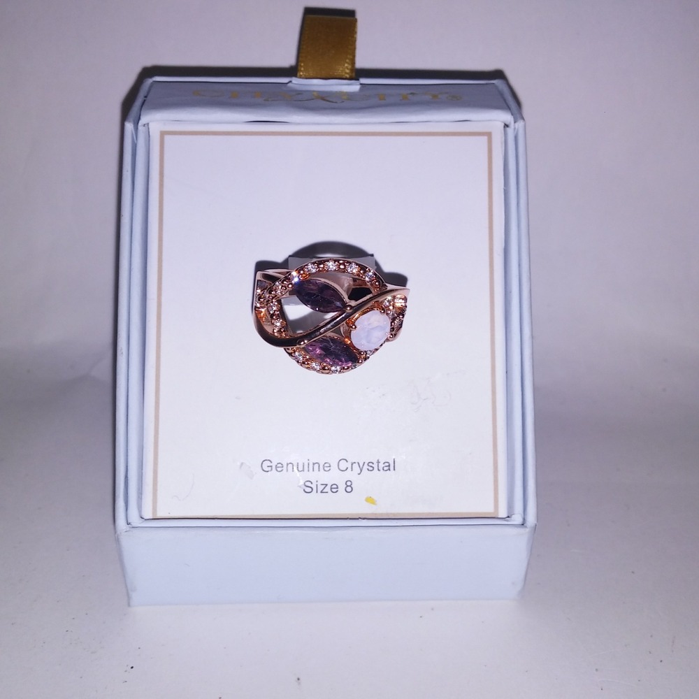 City X City Ring Womens Size 8 Genuine Crystal Gold Tone Costume Jewelry New